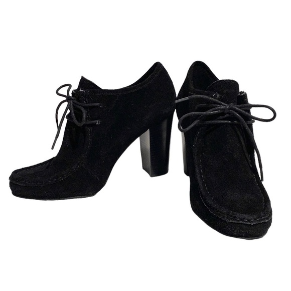 Ralph Lauren Shoes - RALPH LAUREN Samara Black Suede Boot Heel Lace Up‎
